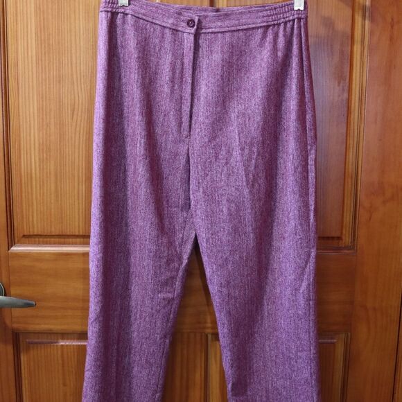 Horny Berry Vintage Purple Textured Pantsuit Jacket & Pants Professional LG - Picture 8 of 16
